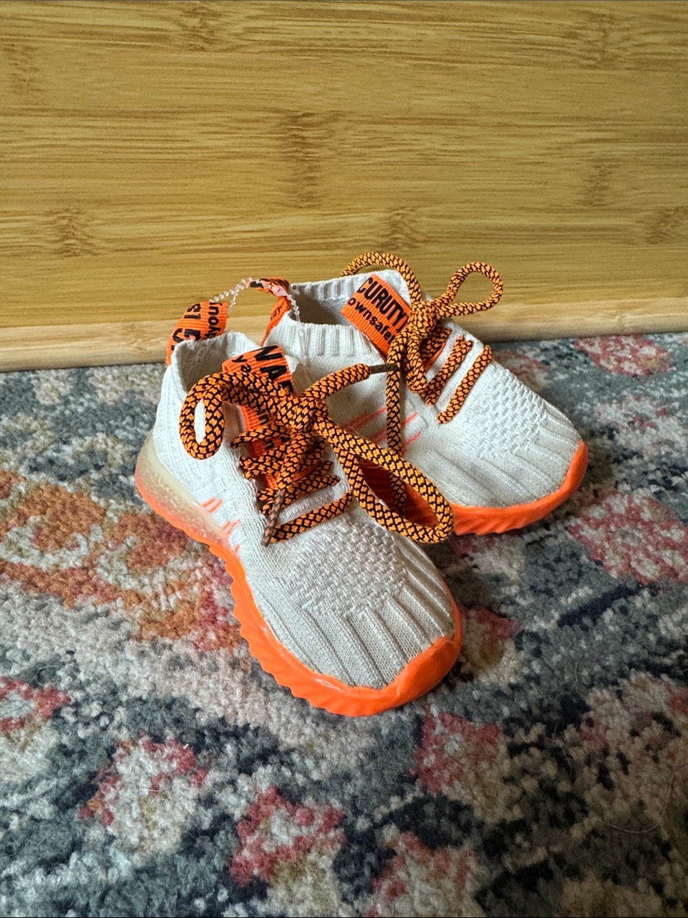 Kids Knit Slip-On Sneakers with Bright Orange Accents toddler shoes